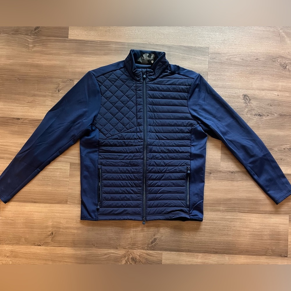 Greyson Men’s Medium Maltese/Navy Blue Yukon Hybrid Jacket NWOT